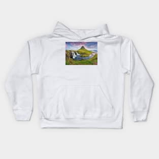 Mount Kirkjufell Painting Kids Hoodie